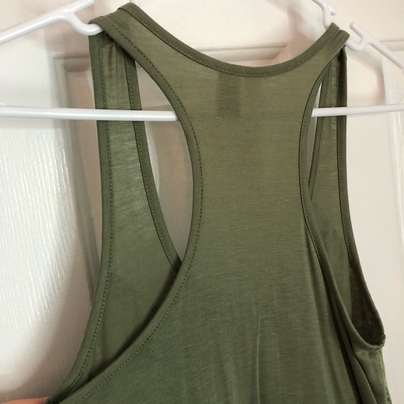 Olive green racerback Tank top with flirty lace layers Small Eyeshadow brand - Picture 3 of 7